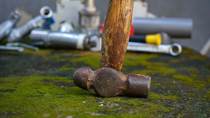 Close up old hammer