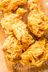 Golden delicious beer and Fried chicken nuggets