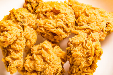 Golden delicious beer and Fried chicken nuggets