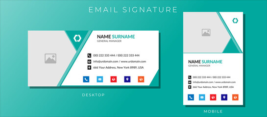 Modern corporate email signature template with an author photo place minimal layout design