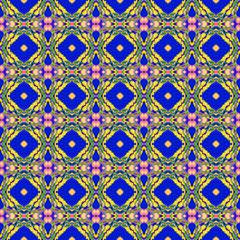 Ethnic Texture Ornament. Blue, Cyan, Indigo 