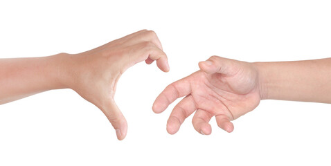 Adult man hand isolated on white with clipping path