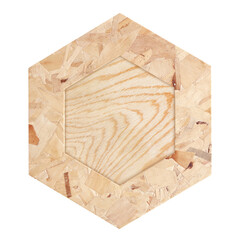 plywood hexagonal frame isolated on a white background with clipping path
