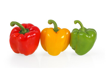 Colorful bell pepper isolated on white background with clippng path included.