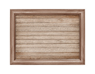 Wooden frame isolated on white bacckground with clipping path