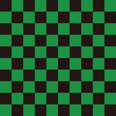 市松模様　黒×緑　L　3