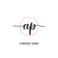 A P AP Initial handwriting and signature logo design with circle. Beautiful design handwritten logo for fashion, team, wedding, luxury logo.