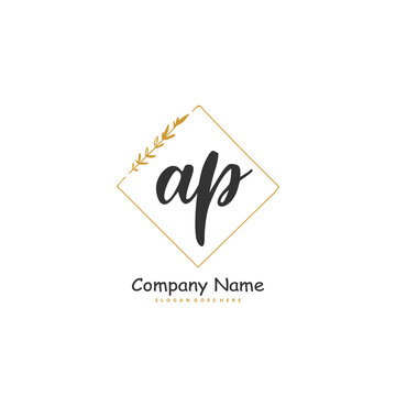 A P AP Initial handwriting and signature logo design with circle. Beautiful design handwritten logo for fashion, team, wedding, luxury logo.