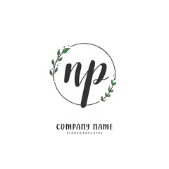 N P NP Initial handwriting and signature logo design with circle. Beautiful design handwritten logo for fashion, team, wedding, luxury logo.