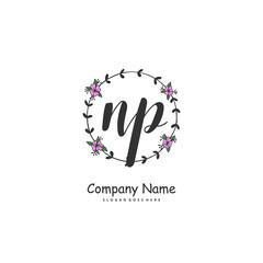 N P NP Initial handwriting and signature logo design with circle. Beautiful design handwritten logo for fashion, team, wedding, luxury logo.