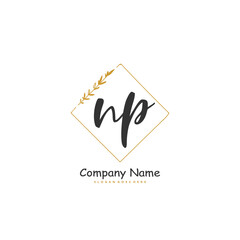 N P NP Initial handwriting and signature logo design with circle. Beautiful design handwritten logo for fashion, team, wedding, luxury logo.