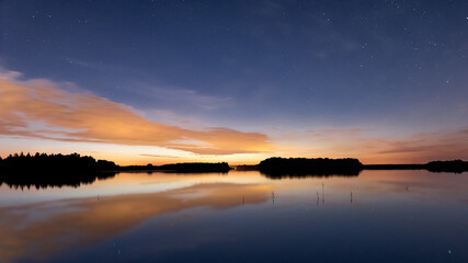 Niedzięgiel Lake, Jezioro Niedzięgiel. Polska. Night landscape. Wielkopolska. © Arkadiusz Baczyk