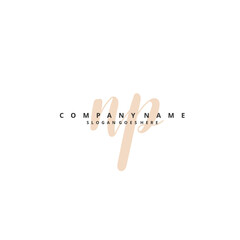 N P NP Initial handwriting and signature logo design with circle. Beautiful design handwritten logo for fashion, team, wedding, luxury logo.