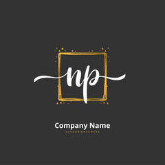 N P NP Initial handwriting and signature logo design with circle. Beautiful design handwritten logo for fashion, team, wedding, luxury logo.