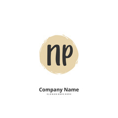 N P NP Initial handwriting and signature logo design with circle. Beautiful design handwritten logo for fashion, team, wedding, luxury logo.