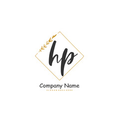 H P HP Initial handwriting and signature logo design with circle. Beautiful design handwritten logo for fashion, team, wedding, luxury logo.