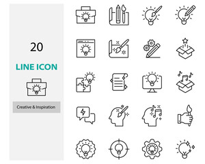 set of creative icons, idea, concept, bulb, brainstorm