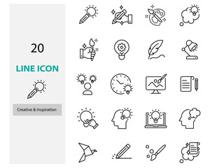 set of creative icons, idea, concept, bulb, brainstorm