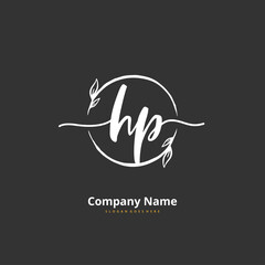 H P HP Initial handwriting and signature logo design with circle. Beautiful design handwritten logo for fashion, team, wedding, luxury logo.