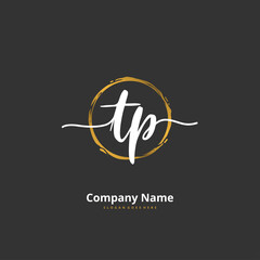 T P TP Initial handwriting and signature logo design with circle. Beautiful design handwritten logo for fashion, team, wedding, luxury logo.