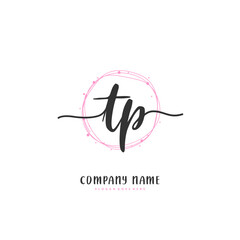 T P TP Initial handwriting and signature logo design with circle. Beautiful design handwritten logo for fashion, team, wedding, luxury logo.