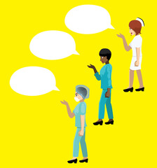 Manga Woman Nurse Various Costume Cartoon Talking Bubble Presentation Set 4