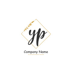 Y P YP Initial handwriting and signature logo design with circle. Beautiful design handwritten logo for fashion, team, wedding, luxury logo.