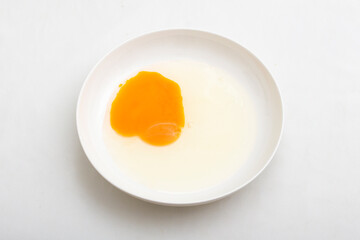 A close-up of yolks and runny eggs