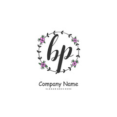 B P BP Initial handwriting and signature logo design with circle. Beautiful design handwritten logo for fashion, team, wedding, luxury logo.