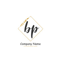 B P BP Initial handwriting and signature logo design with circle. Beautiful design handwritten logo for fashion, team, wedding, luxury logo.