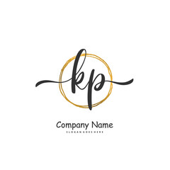 Fototapeta premium K P KP Initial handwriting and signature logo design with circle. Beautiful design handwritten logo for fashion, team, wedding, luxury logo.