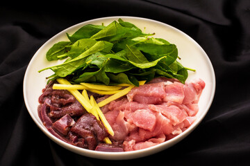 Pork liver lean meat medlar soup ingredients static