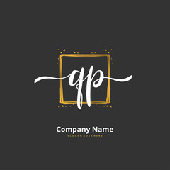 Q P QP Initial handwriting and signature logo design with circle. Beautiful design handwritten logo for fashion, team, wedding, luxury logo.