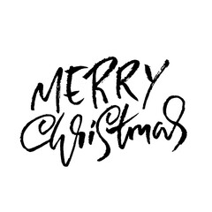 Hand drawn phrase Merry Christmas. Grunge lettering design. Vector typography vector illustration.