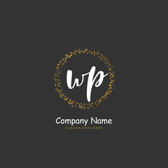 W P WP Initial handwriting and signature logo design with circle. Beautiful design handwritten logo for fashion, team, wedding, luxury logo.