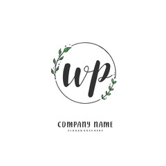 W P WP Initial handwriting and signature logo design with circle. Beautiful design handwritten logo for fashion, team, wedding, luxury logo.