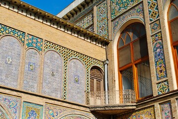 Obraz premium The exterior of reception hall of Golestan Palace, Roseland Palace, former royal Qajar complex. UNESCO world heritage site. Tehran Iran