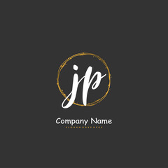 J P JP Initial handwriting and signature logo design with circle. Beautiful design handwritten logo for fashion, team, wedding, luxury logo.
