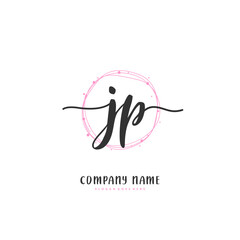 J P JP Initial handwriting and signature logo design with circle. Beautiful design handwritten logo for fashion, team, wedding, luxury logo.