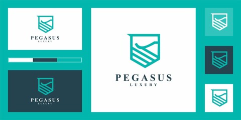 elegant Pegasus. Minimalist premium horse. Pegasus style mythical silhouette, premium logo design inspiration