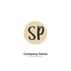 S P SP Initial handwriting and signature logo design with circle. Beautiful design handwritten logo for fashion, team, wedding, luxury logo.