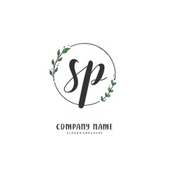 S P SP Initial handwriting and signature logo design with circle. Beautiful design handwritten logo for fashion, team, wedding, luxury logo.