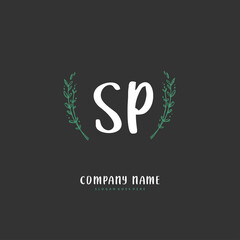 S P SP Initial handwriting and signature logo design with circle. Beautiful design handwritten logo for fashion, team, wedding, luxury logo.