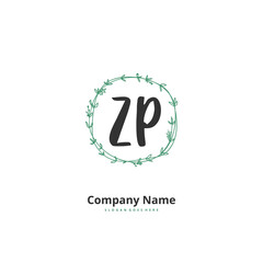 Z P ZP Initial handwriting and signature logo design with circle. Beautiful design handwritten logo for fashion, team, wedding, luxury logo.