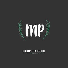 M P MP Initial handwriting and signature logo design with circle. Beautiful design handwritten logo for fashion, team, wedding, luxury logo.