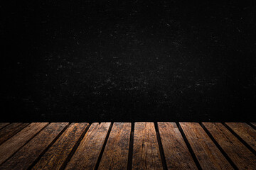 Old wooden table Brown grunge placed separately on a black background For home decoration and garden work