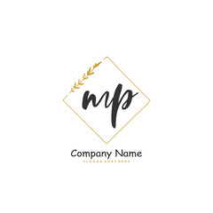 M P MP Initial handwriting and signature logo design with circle. Beautiful design handwritten logo for fashion, team, wedding, luxury logo.