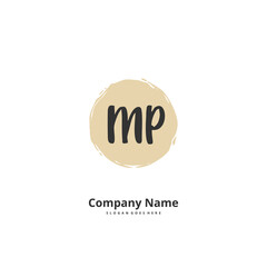 M P MP Initial handwriting and signature logo design with circle. Beautiful design handwritten logo for fashion, team, wedding, luxury logo.