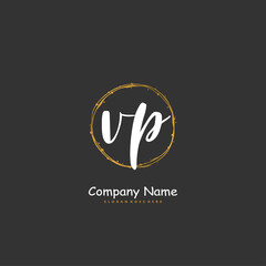V P VP Initial handwriting and signature logo design with circle. Beautiful design handwritten logo for fashion, team, wedding, luxury logo.