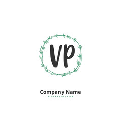 V P VP Initial handwriting and signature logo design with circle. Beautiful design handwritten logo for fashion, team, wedding, luxury logo.